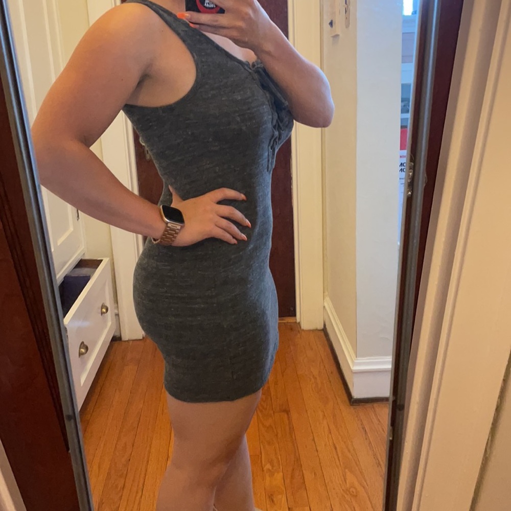 Tie up gray mini dress